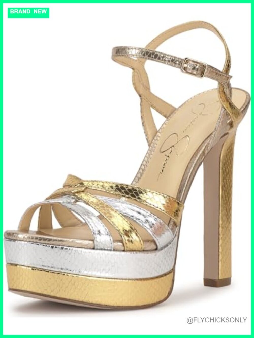 Faux Leather Double Platform Heeled Sandals Block Heel Ankle Strap